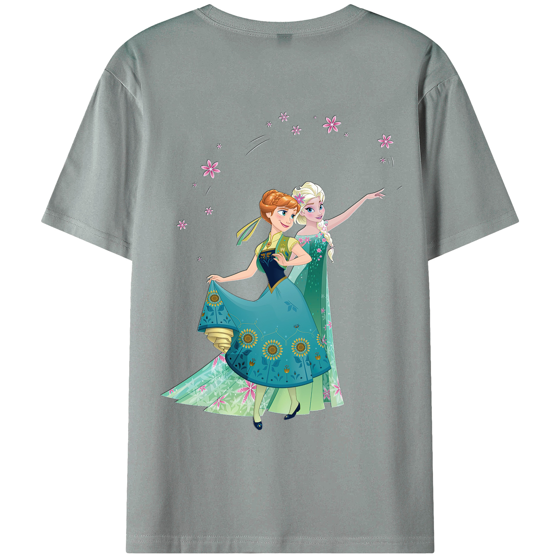 （画像用） アナと雪の女王 アンナ エルサ Frozen Anna Elsa 綿100％ メンズ半袖Tシャツ（バックプリント） 通気性